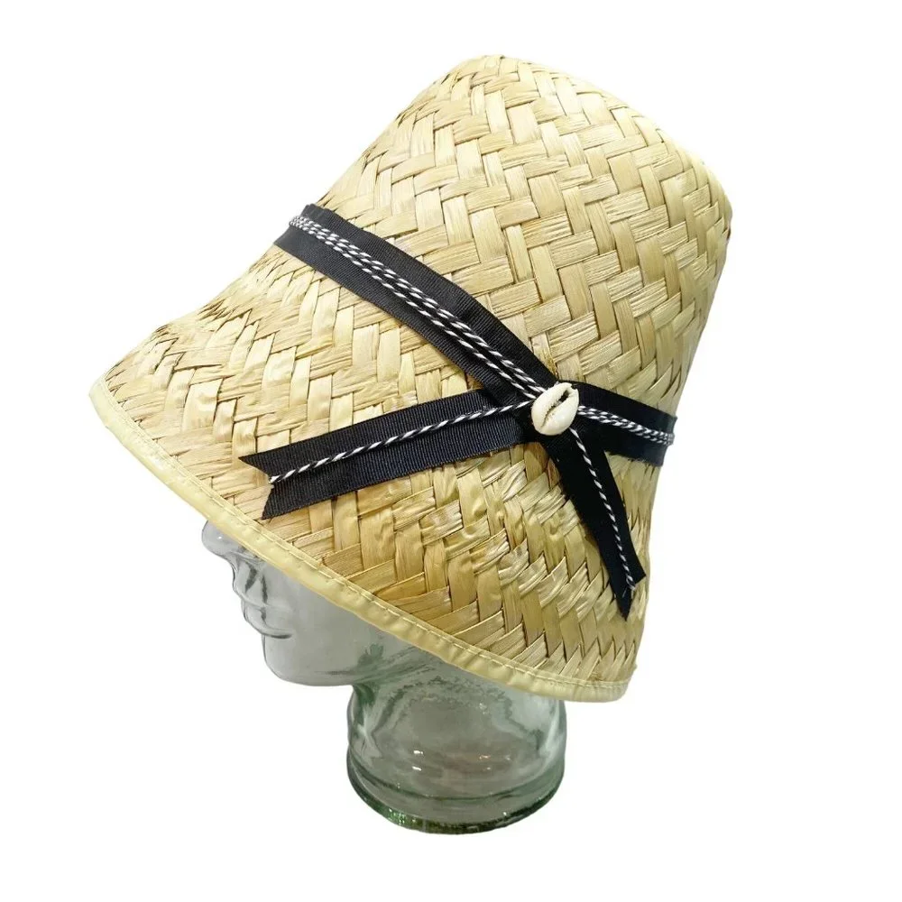 Tan Straw Handmade Bucket Hat OS - Picture 2 of 15